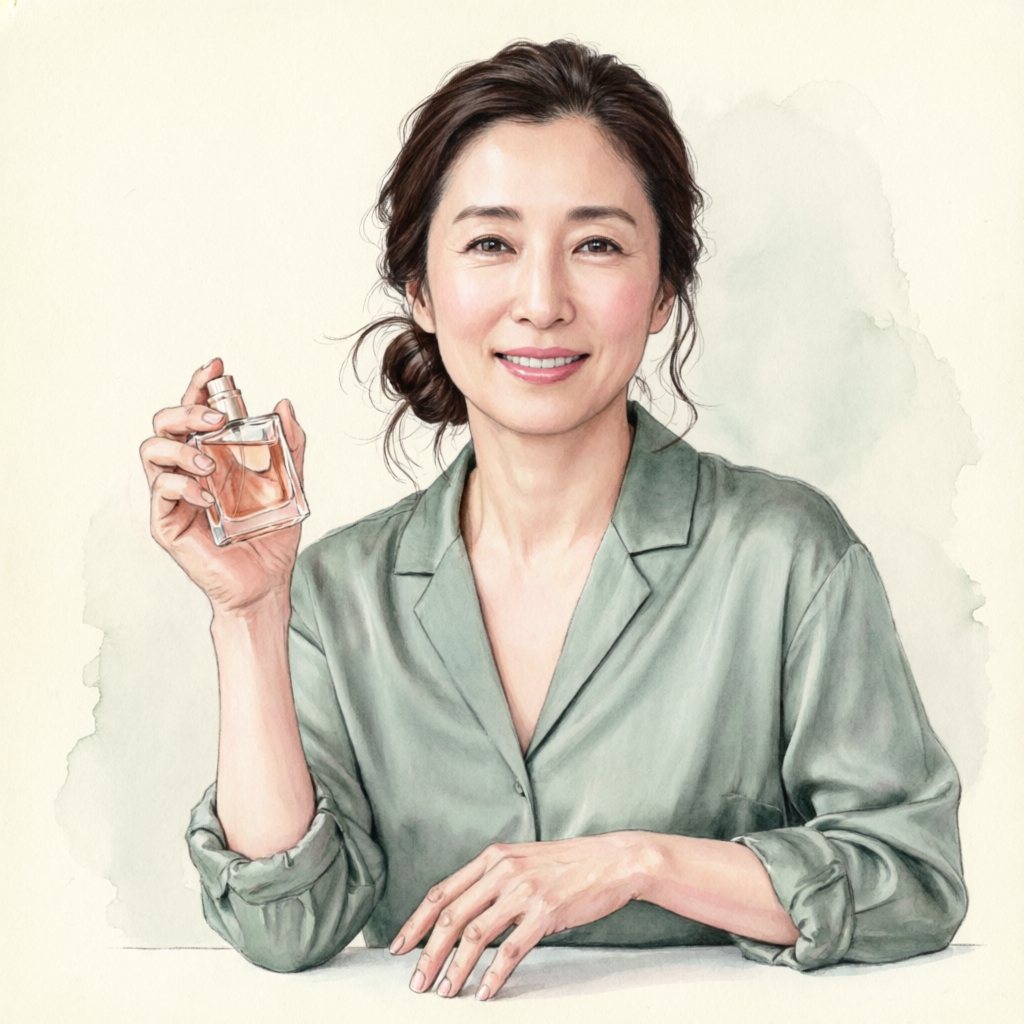 香りを考える編集ノートの水彩イラスト